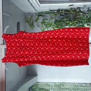 Esprit de Corp Red Embroidered Cotton Sheath Tank Dress with Side Slit Size 5/6